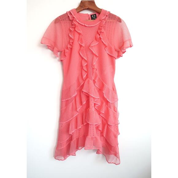 ALEXANDER MCQUEEN Silk Pointelle Knit Lace Flounce Ruffle Dress Italy L $2990 - Picture 3 of 16